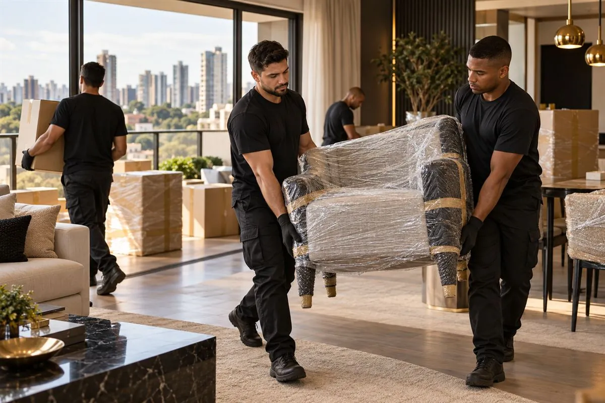 Equipe conduzindo uma mudança residencial